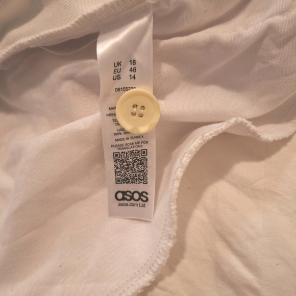 Striped Cotton Jumpsuit Sweetheart Neckline Tie Waist White Grey US12 - US14 - Picture 11 of 11